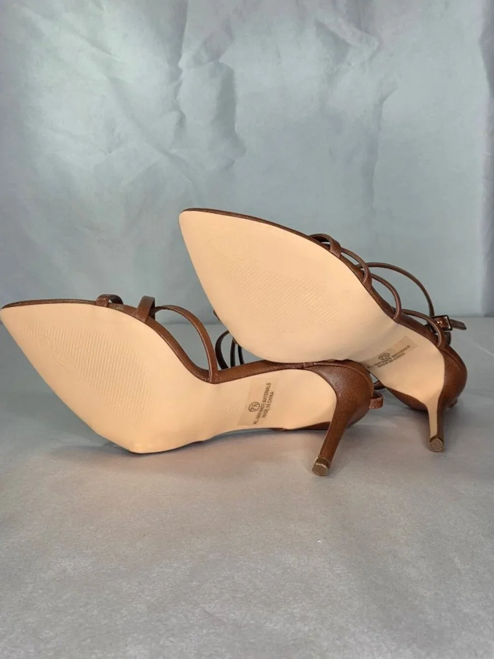 Olivia Jaymes Fergie Brown Pointed-Toe High Heel Strappy Sandals, Size: 7.5